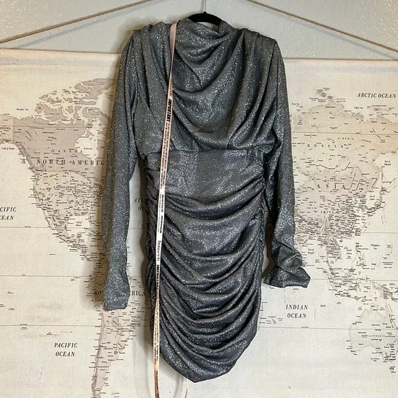 RARE House of CB 'Irena' Silver Sparkle Draped Dress NWT - Picture 11 of 16